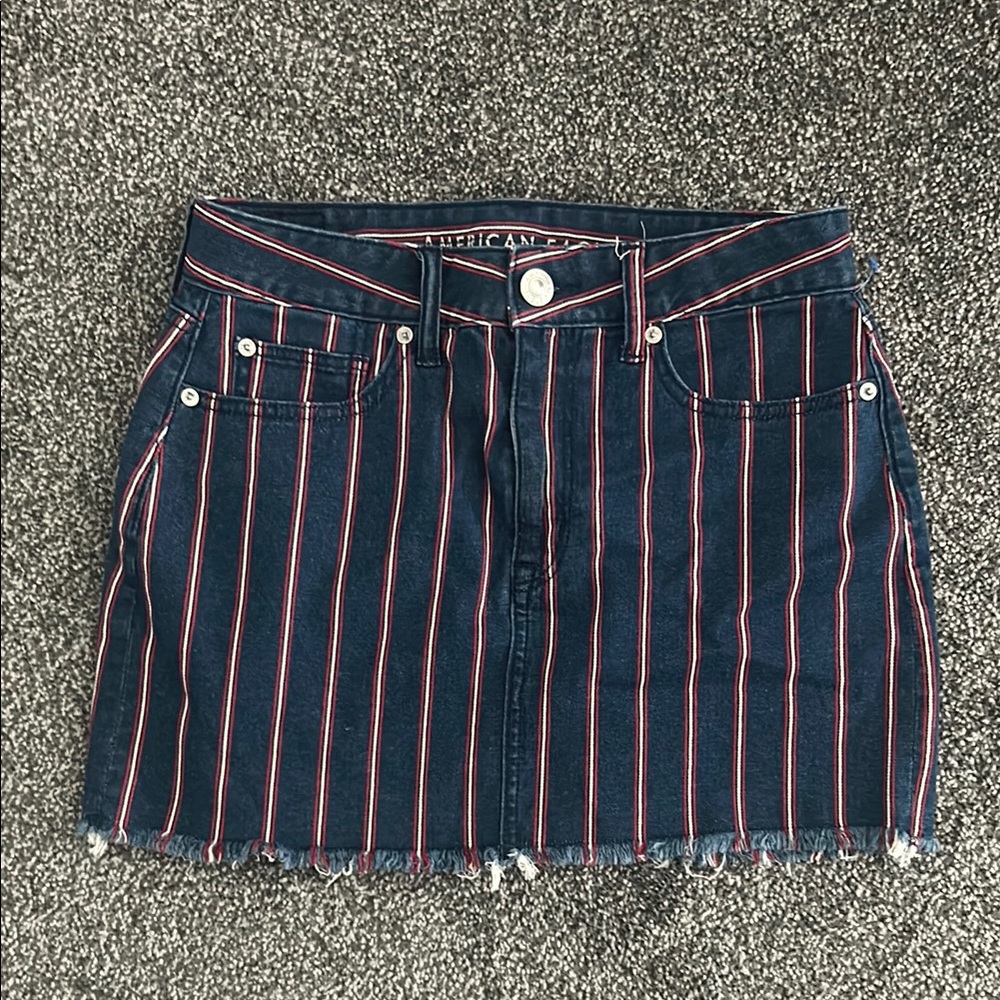 American Eagle Outfitters Women's Striped Denim Skirt Super stretch